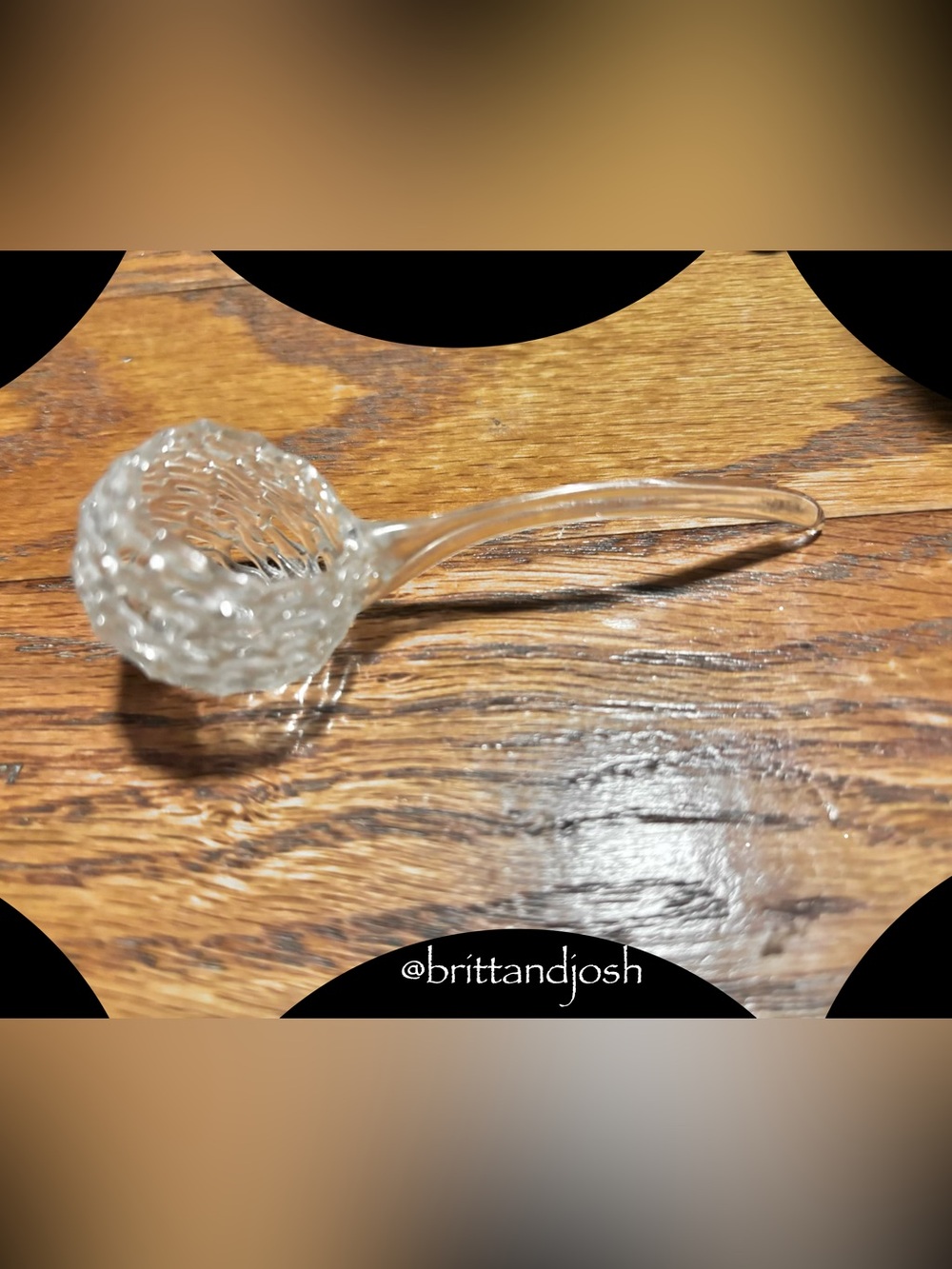 Handblown Clear Glass Decorative Delicate Spoon with Woven Bowl Accent